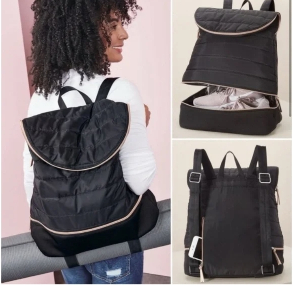 Elegant Black Quilted Backpack